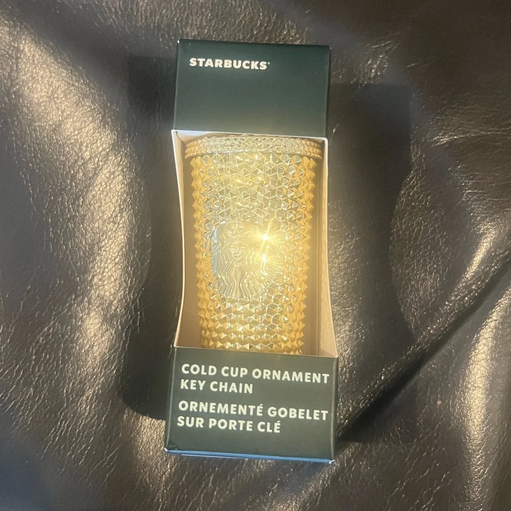 NWT * Starbucks Gold Cold Cup Ornament Key Chain